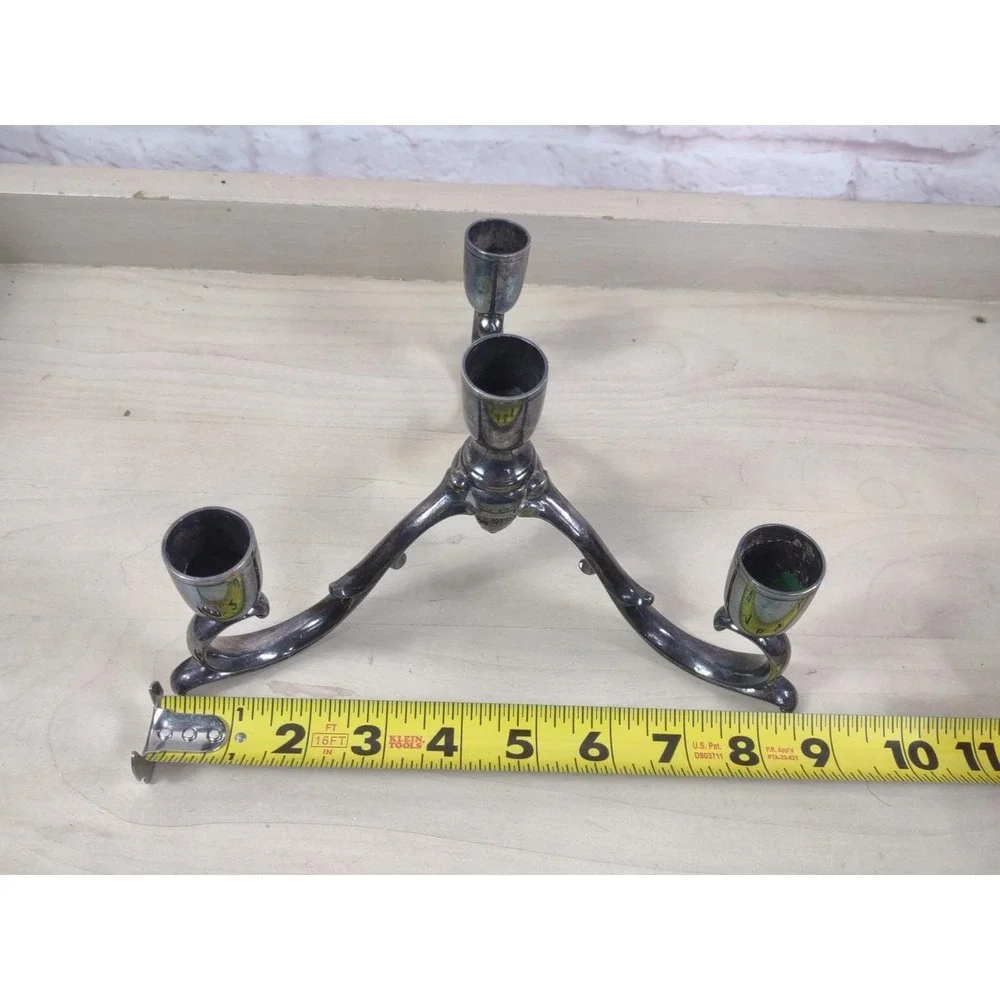 Vtg Pair Silver Plate Gothic Candelabras Candle Holders Patina Reed & Barton